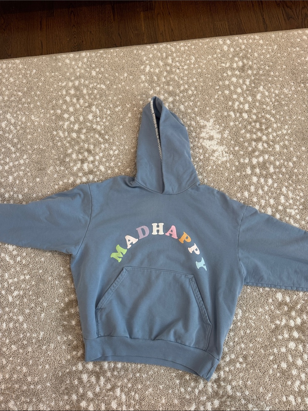 Madhappy Blue Hoodie with Multicolor Arch Logo
